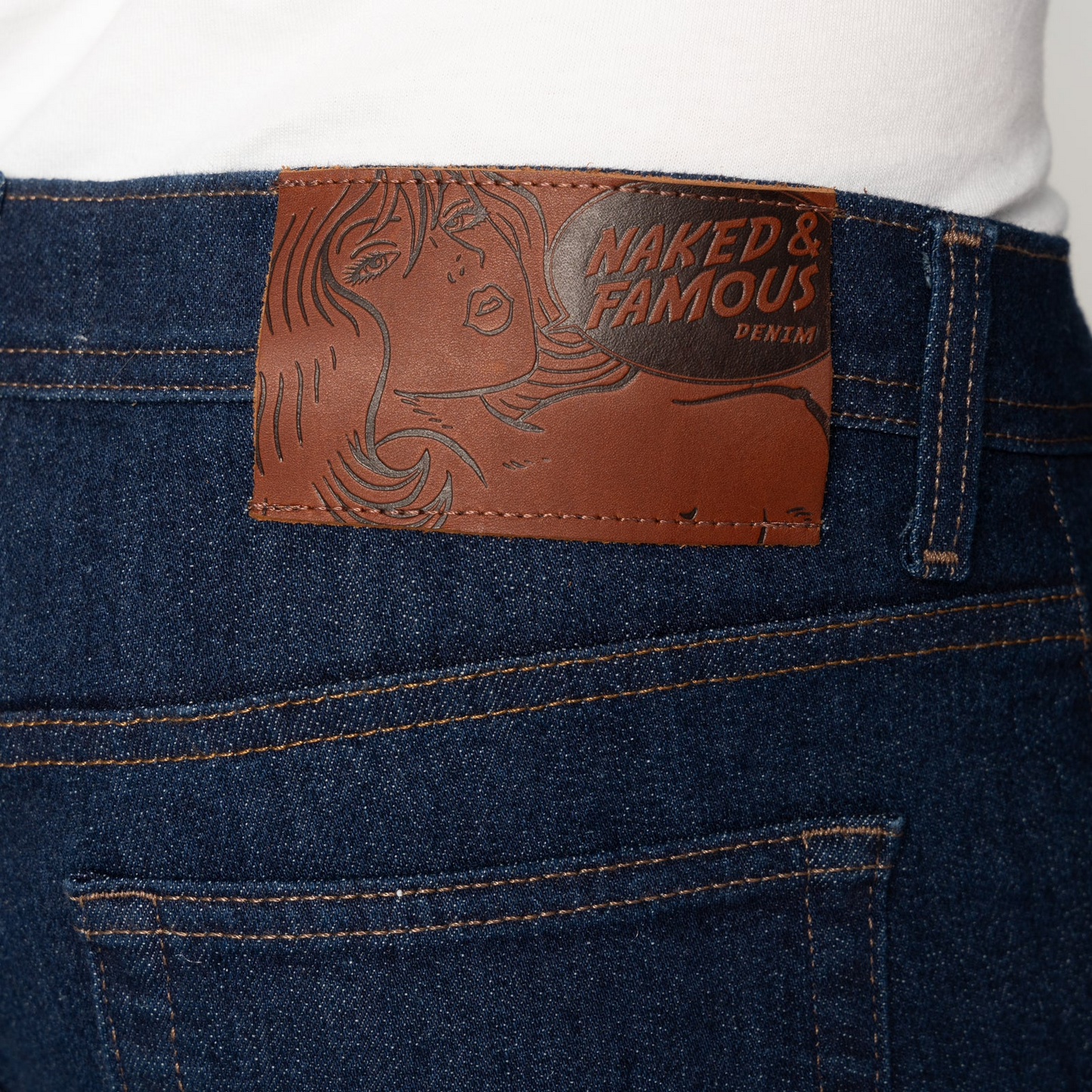 NAKED AND FAMOUS - BLUE COMFORT STRETCH SELVEDGE DENIM - WEIRD GUY