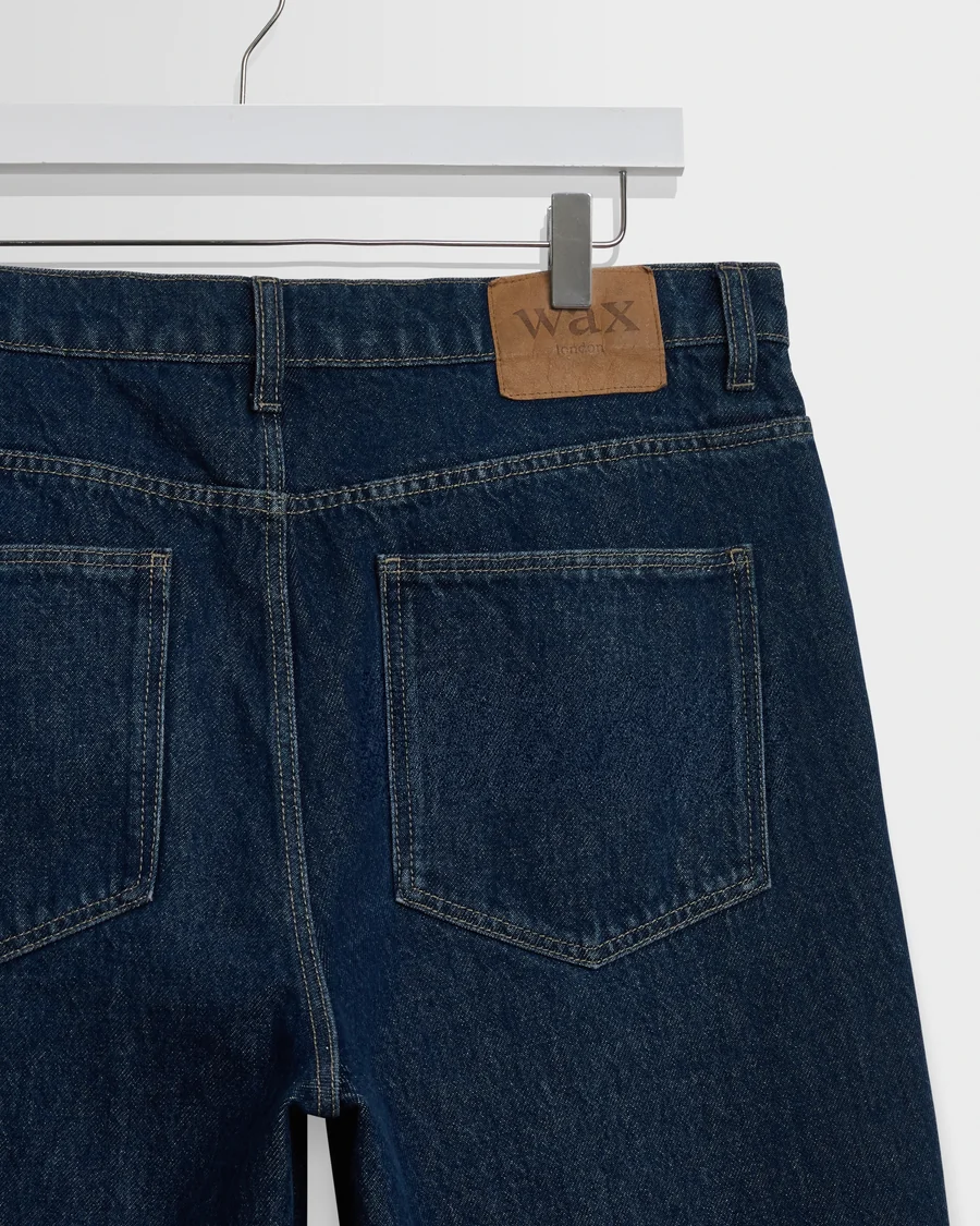 WAX LONDON - FELIX - DARK VINTAGE BLUE WASH LOOSE FIT DENIM JEANS