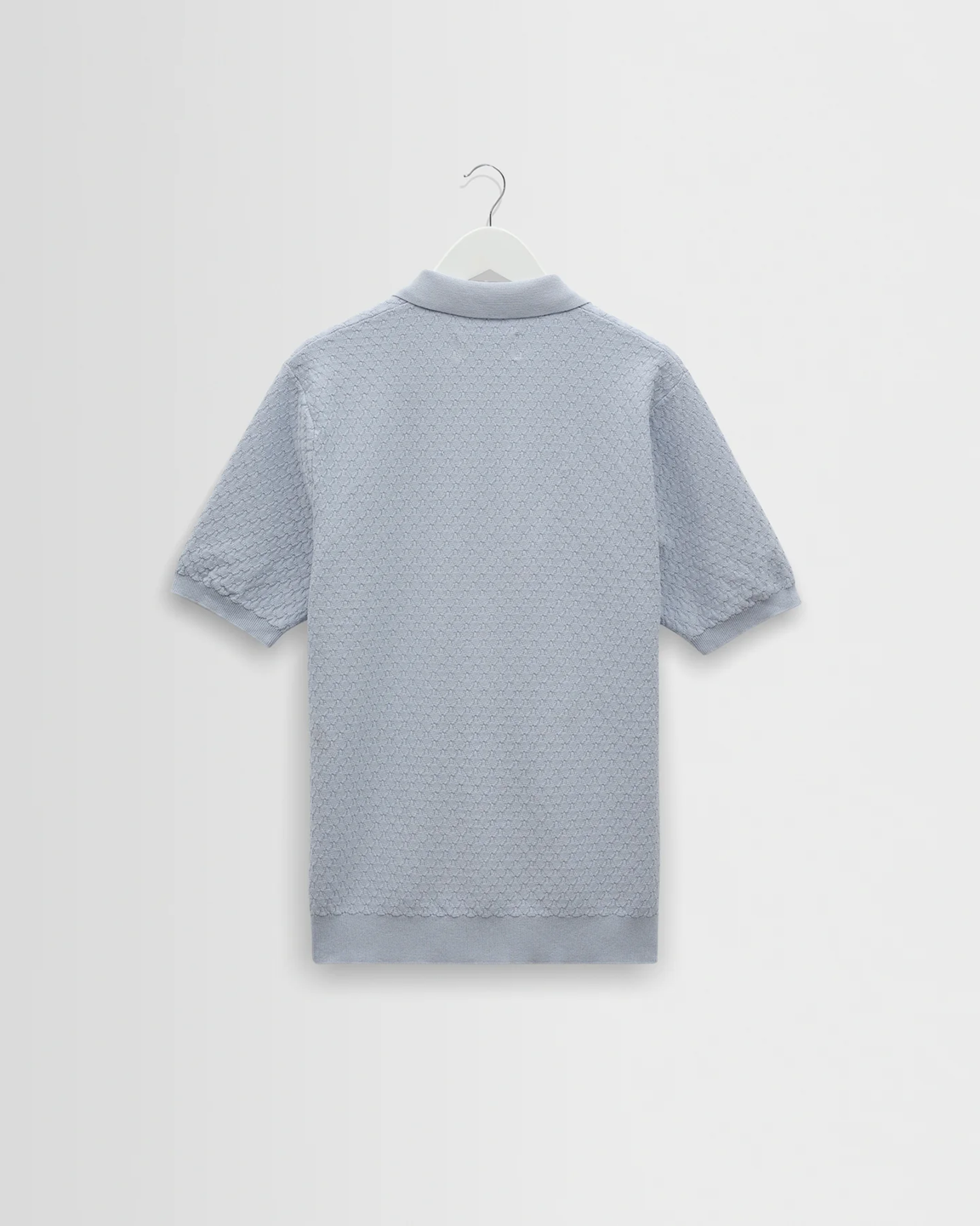 WAX LONDON - NAPLES - PALE BLUE RETRO DIAMOND KNITTED POLO