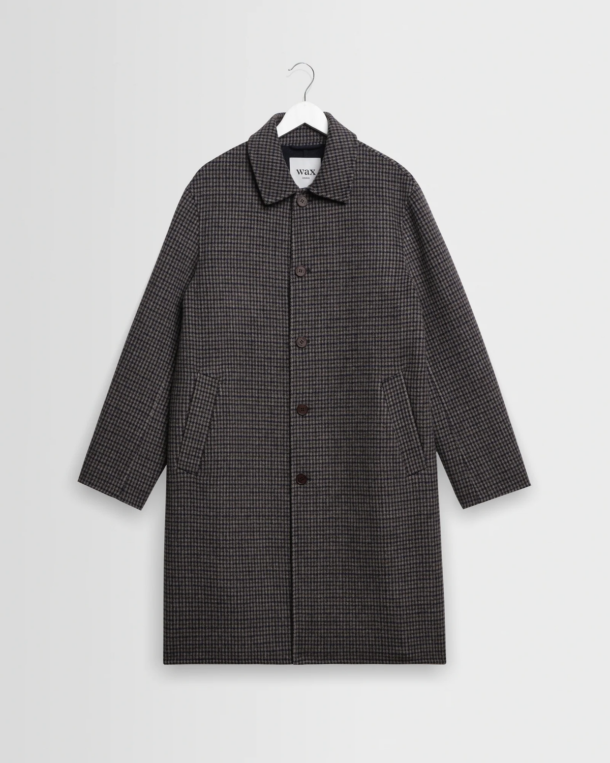 WAX LONDON - STAN - NAVY AND BROWN DOUBLE FACE CAR COAT