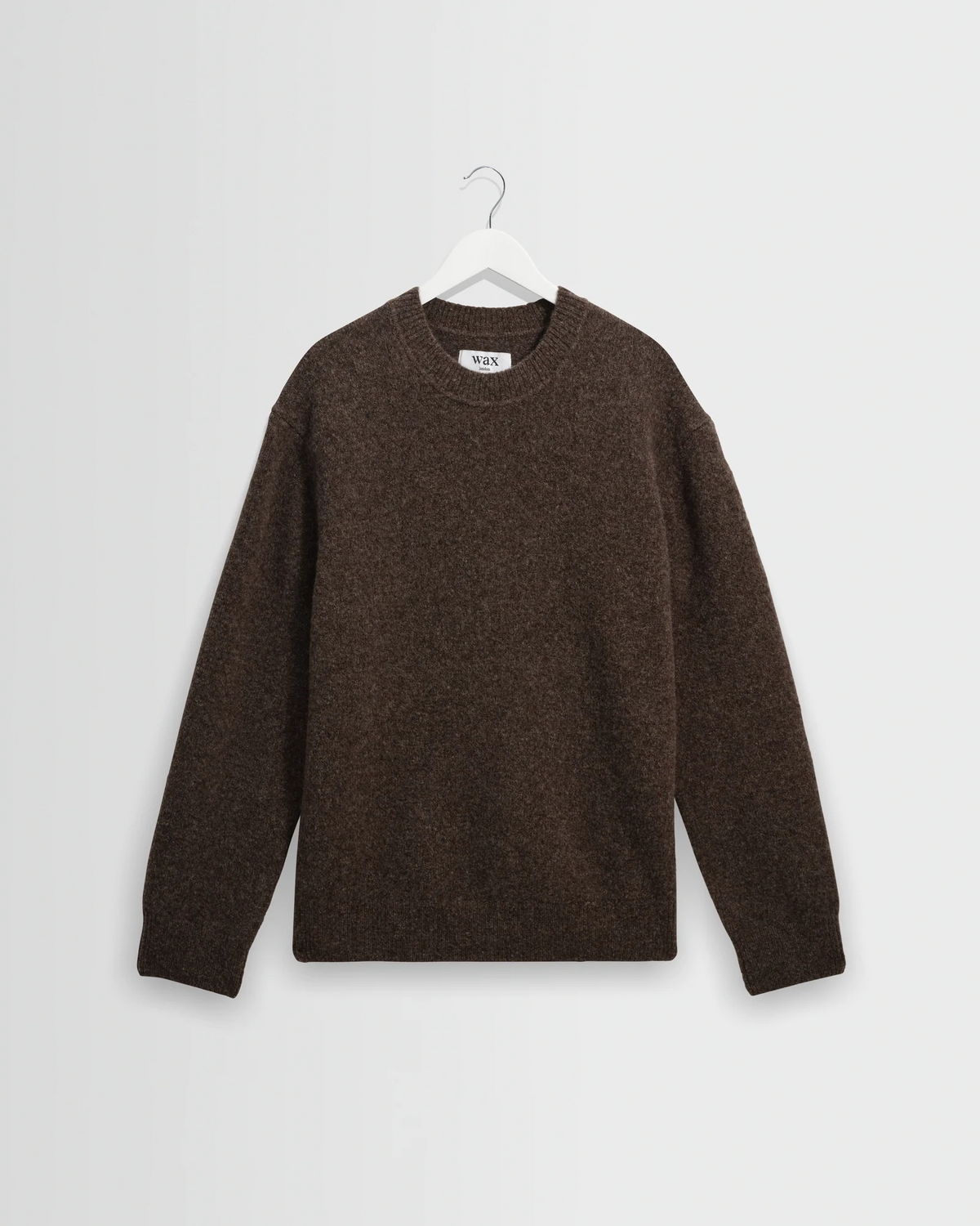 WAX LONDON - WILDE - CHOCOLATE BROWN FLUFFY WOOL CREWNECK