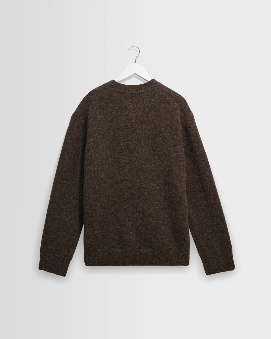 WAX LONDON - WILDE - CHOCOLATE BROWN FLUFFY WOOL CREWNECK