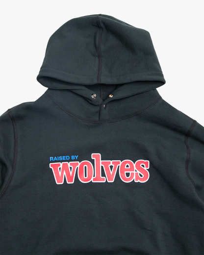 RAISED BY WOLVES - TEAM LETTERING SNAP HOODIE - VINTAGE BLACK