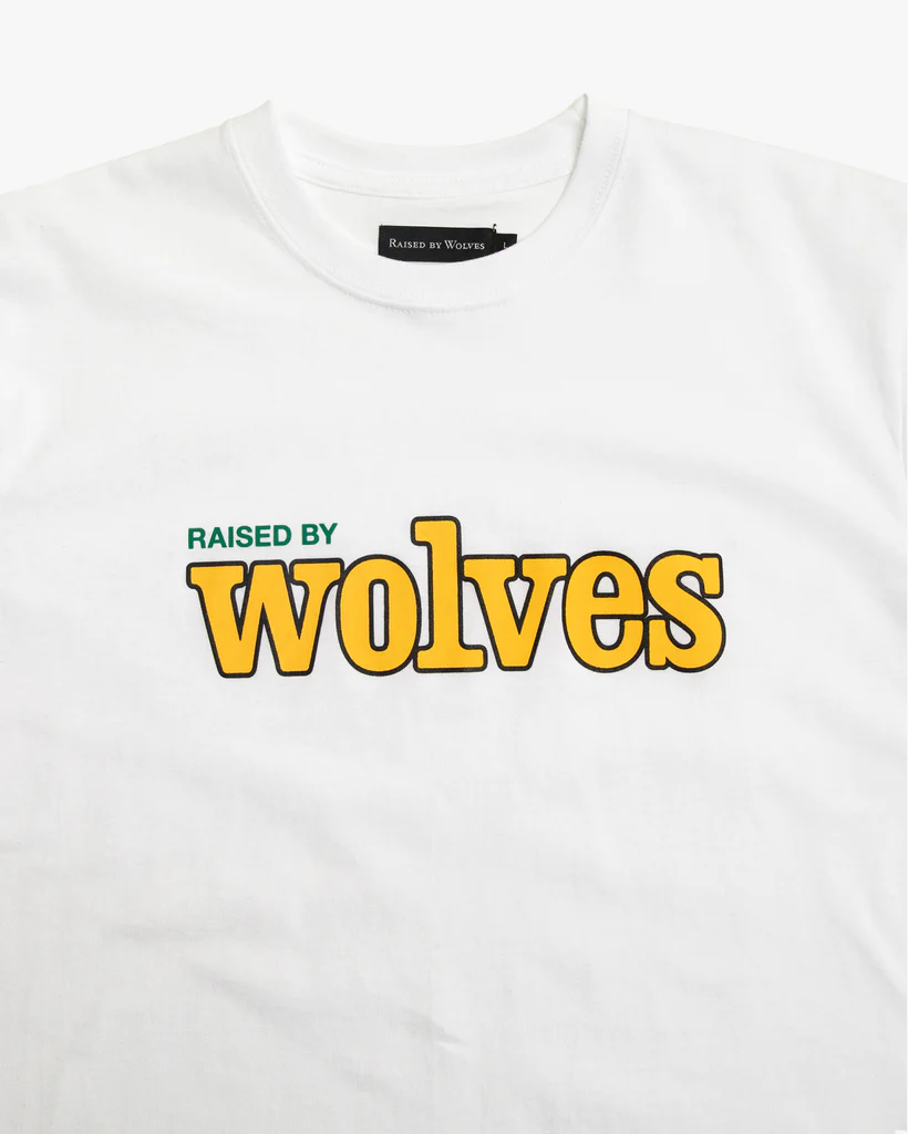 RAISED BY WOLVES - TEAM LETTERING TEE - WHITE