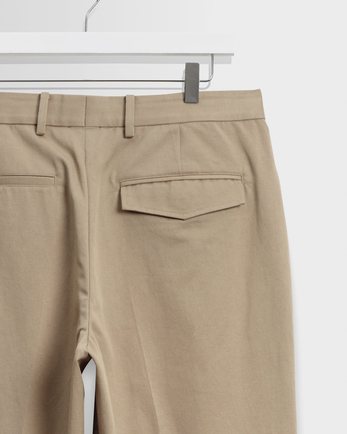 WAX LONDON - AUBYN - BEIGE COTTON TENCEL TWILL RELAXED FIT TROUSERS