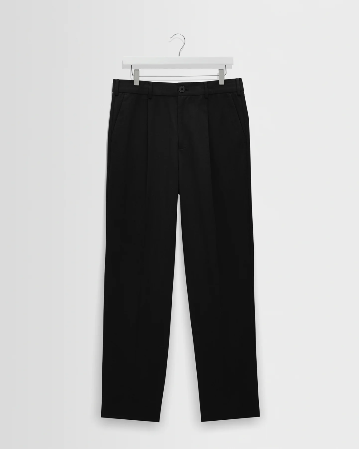 WAX LONDON - AUBYN - BLACK COTTON TENCEL TWILL RELAXED FIT TROUSERS