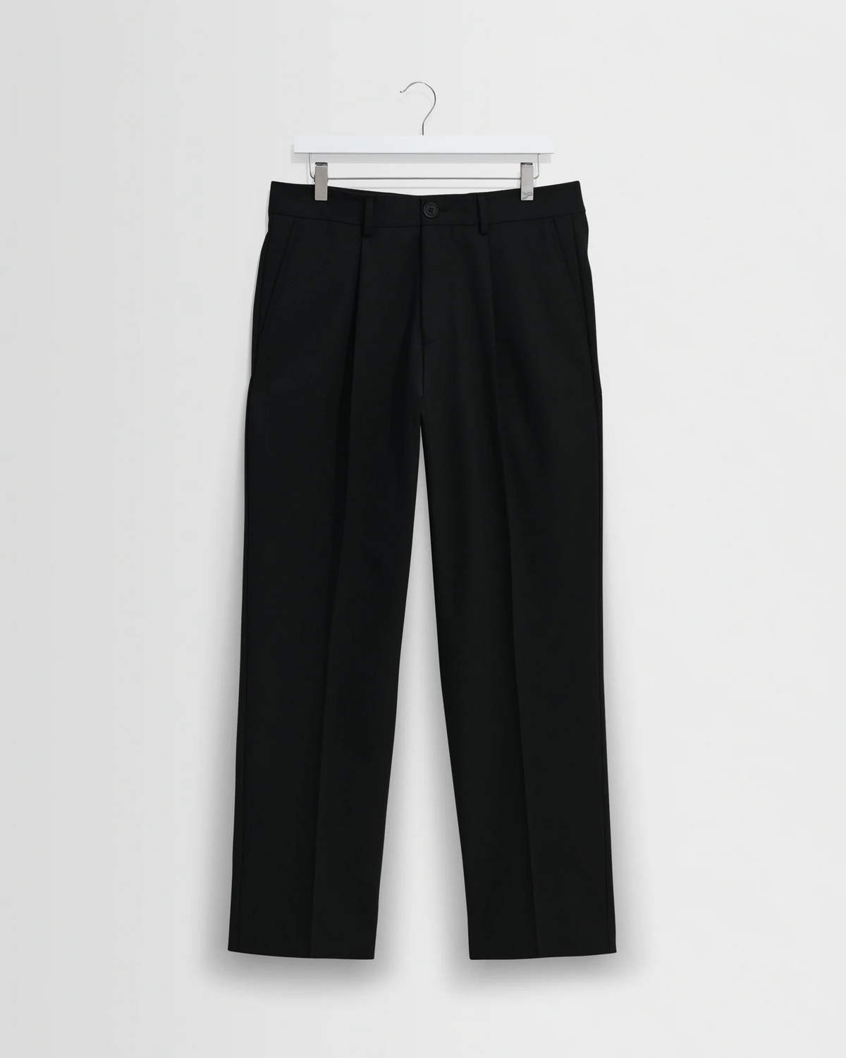 WAX LONDON - AUBYN - BLACK WOOL BLEND TWILL PLEATED TROUSER