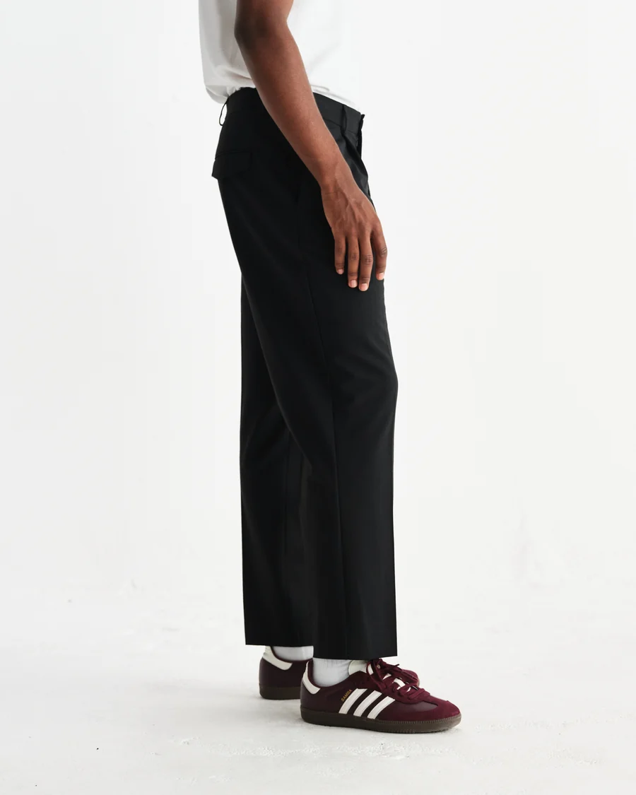 WAX LONDON - AUBYN - BLACK WOOL BLEND TWILL PLEATED TROUSER