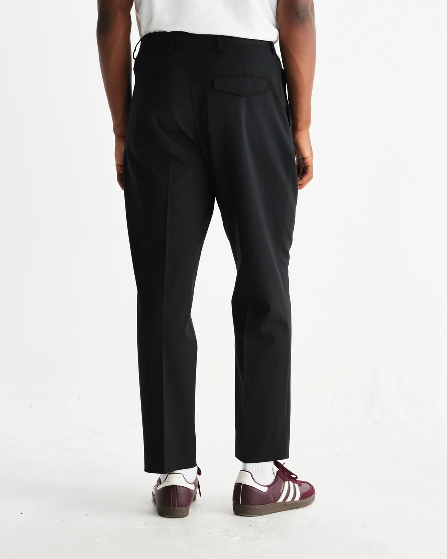 WAX LONDON - AUBYN - BLACK WOOL BLEND TWILL PLEATED TROUSER