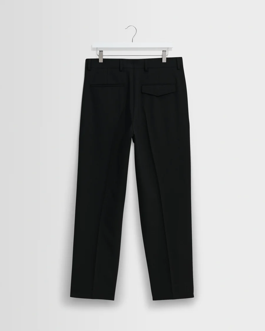 WAX LONDON - AUBYN - BLACK WOOL BLEND TWILL PLEATED TROUSER