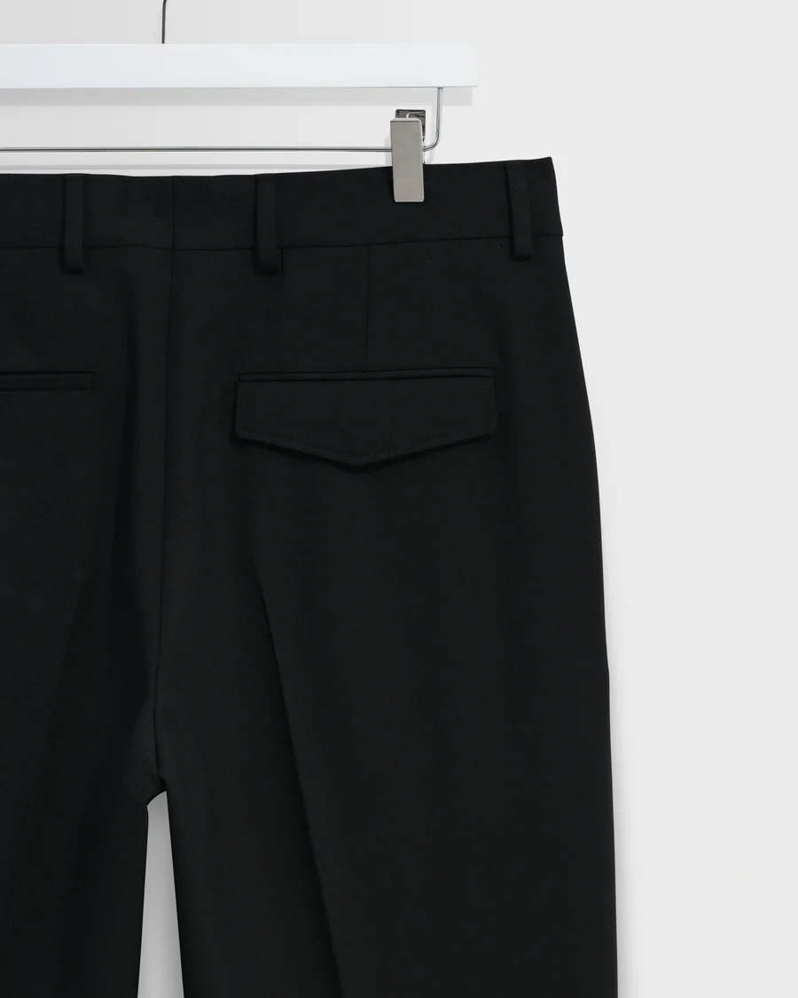 WAX LONDON - AUBYN - BLACK WOOL BLEND TWILL PLEATED TROUSER