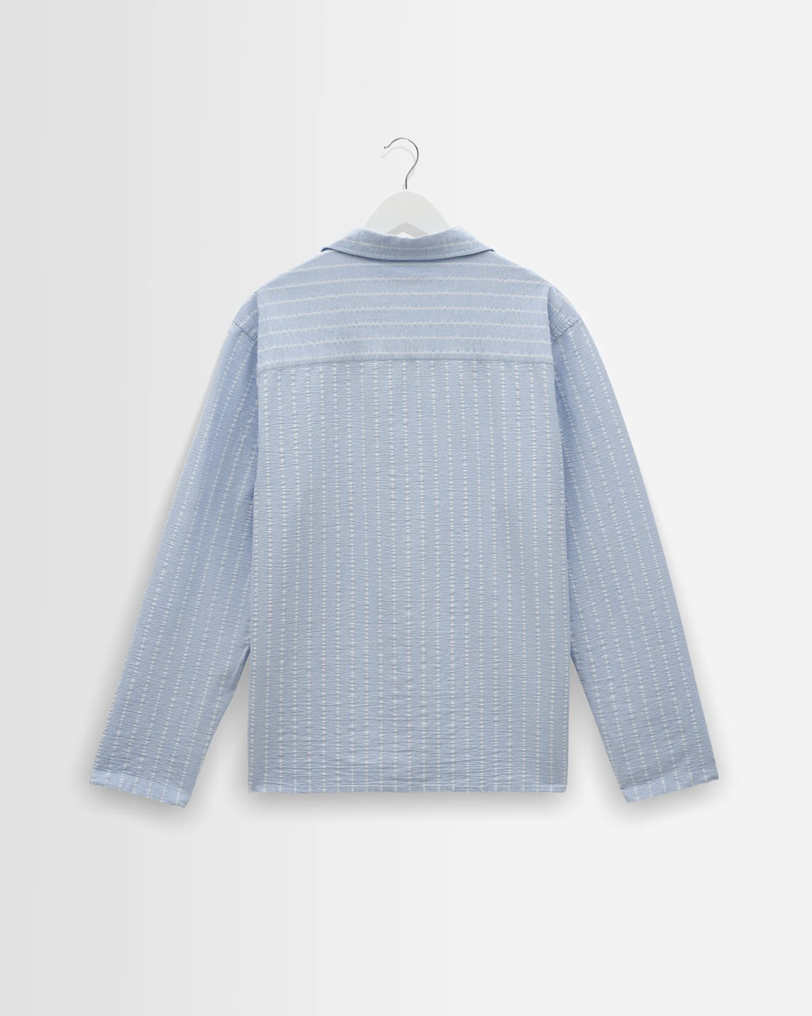 WAX LONDON - COREY - BLUE AND ECRU SEERSUCKER-COTTON STRIPE SHIRT