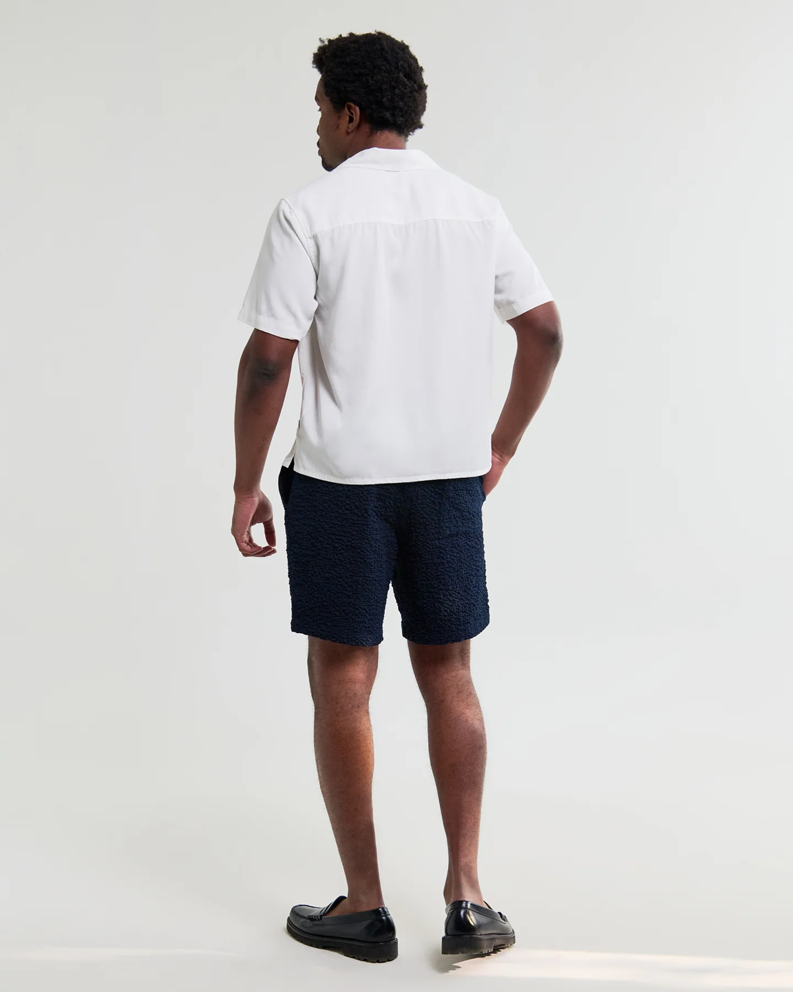 WAX LONDON - CURZON - OFF WHITE LYOCELL TWILL SHORT SLEEVE SHIRT
