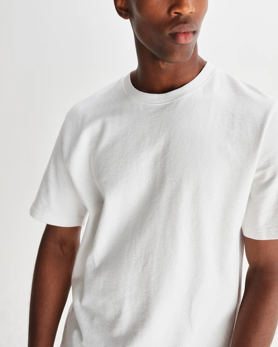 WAX LONDON - DEAN - WHITE TEXTURED ORGANIC COTTON T-SHIRT