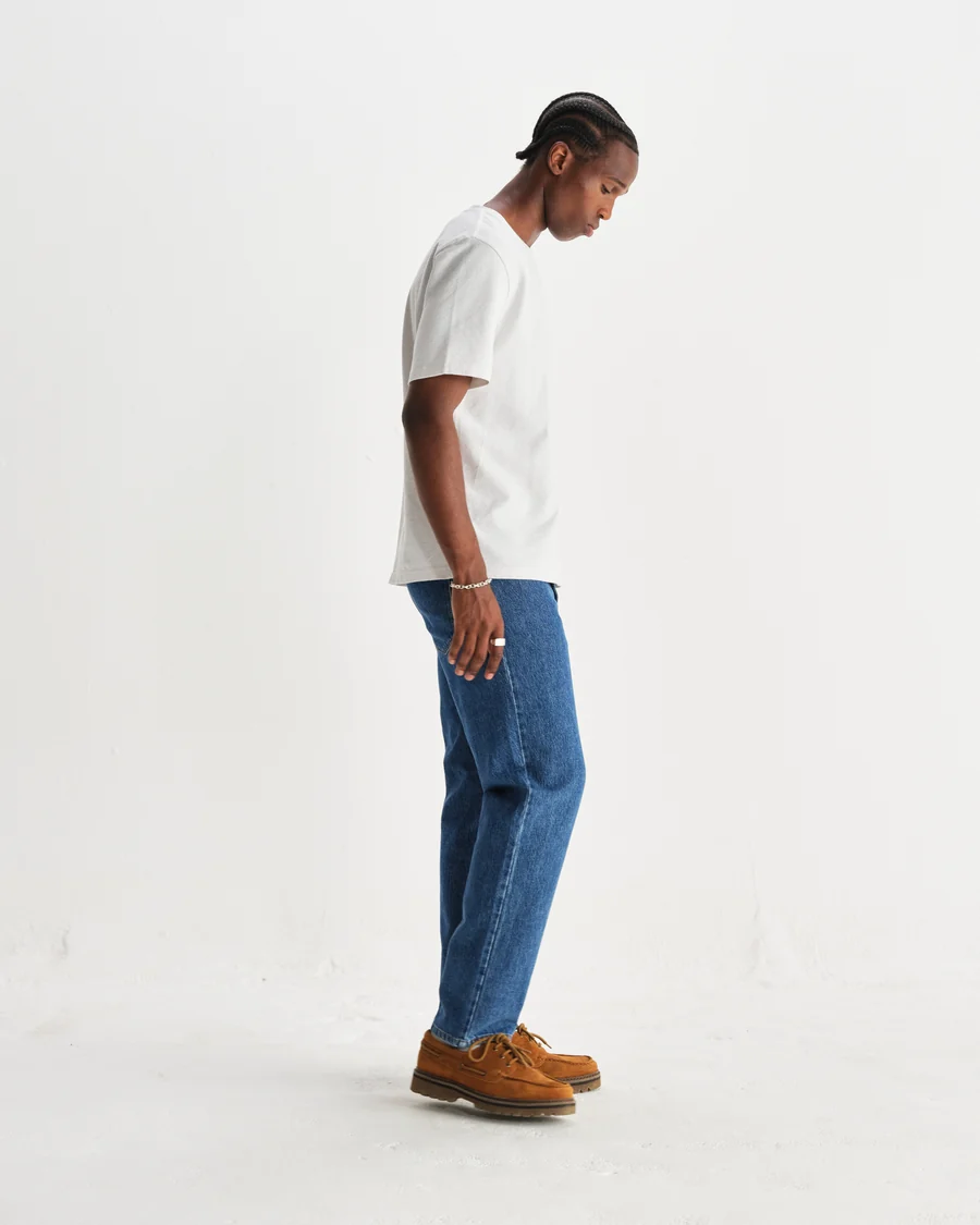 WAX LONDON - DEAN - WHITE TEXTURED ORGANIC COTTON T-SHIRT
