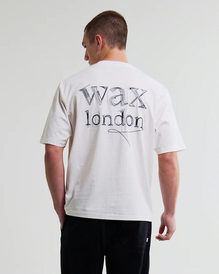 WAX LONDON - DEAN - OFF WHITE SCRIBBLE TEXT T-SHIRT