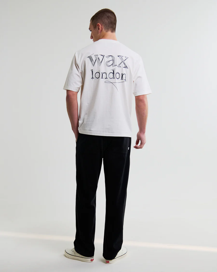WAX LONDON - DEAN - OFF WHITE SCRIBBLE TEXT T-SHIRT