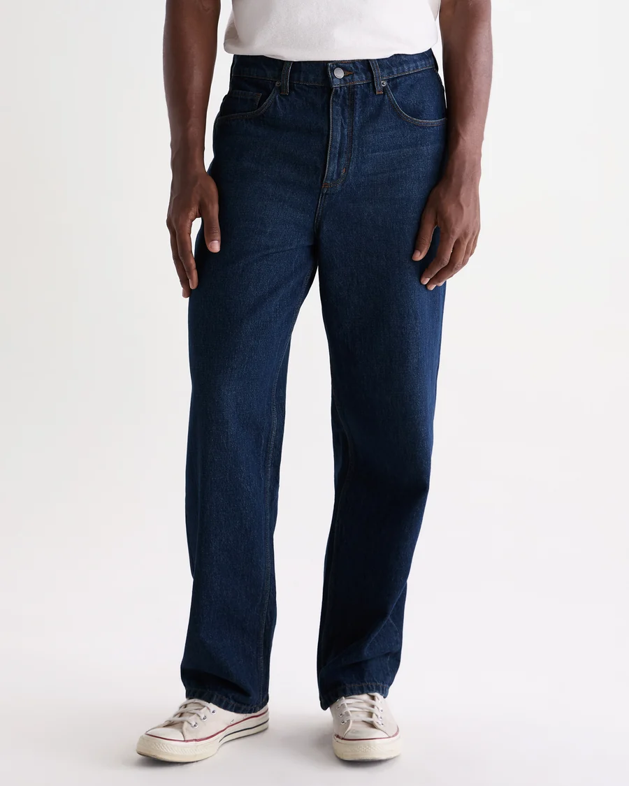 WAX LONDON - FELIX - DARK VINTAGE BLUE WASH LOOSE FIT DENIM JEANS
