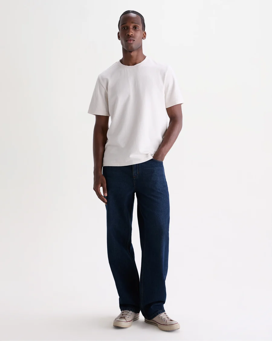 WAX LONDON - FELIX - DARK VINTAGE BLUE WASH LOOSE FIT DENIM JEANS