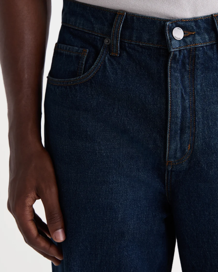 WAX LONDON - FELIX - DARK VINTAGE BLUE WASH LOOSE FIT DENIM JEANS