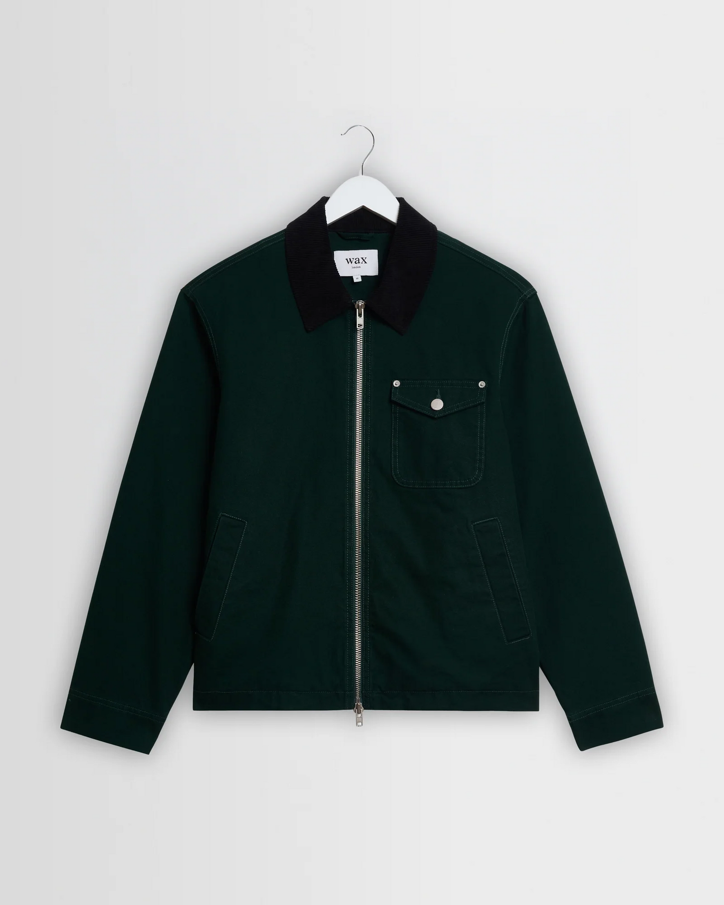 WAX LONDON - MASON - DARK GREEN PEACHED CANVAS WORK JACKET