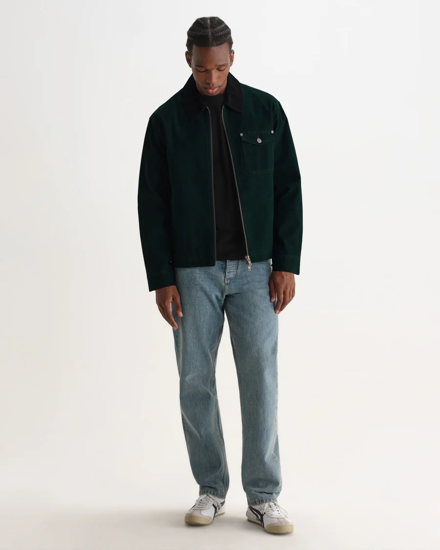 WAX LONDON - MASON - DARK GREEN PEACHED CANVAS WORK JACKET