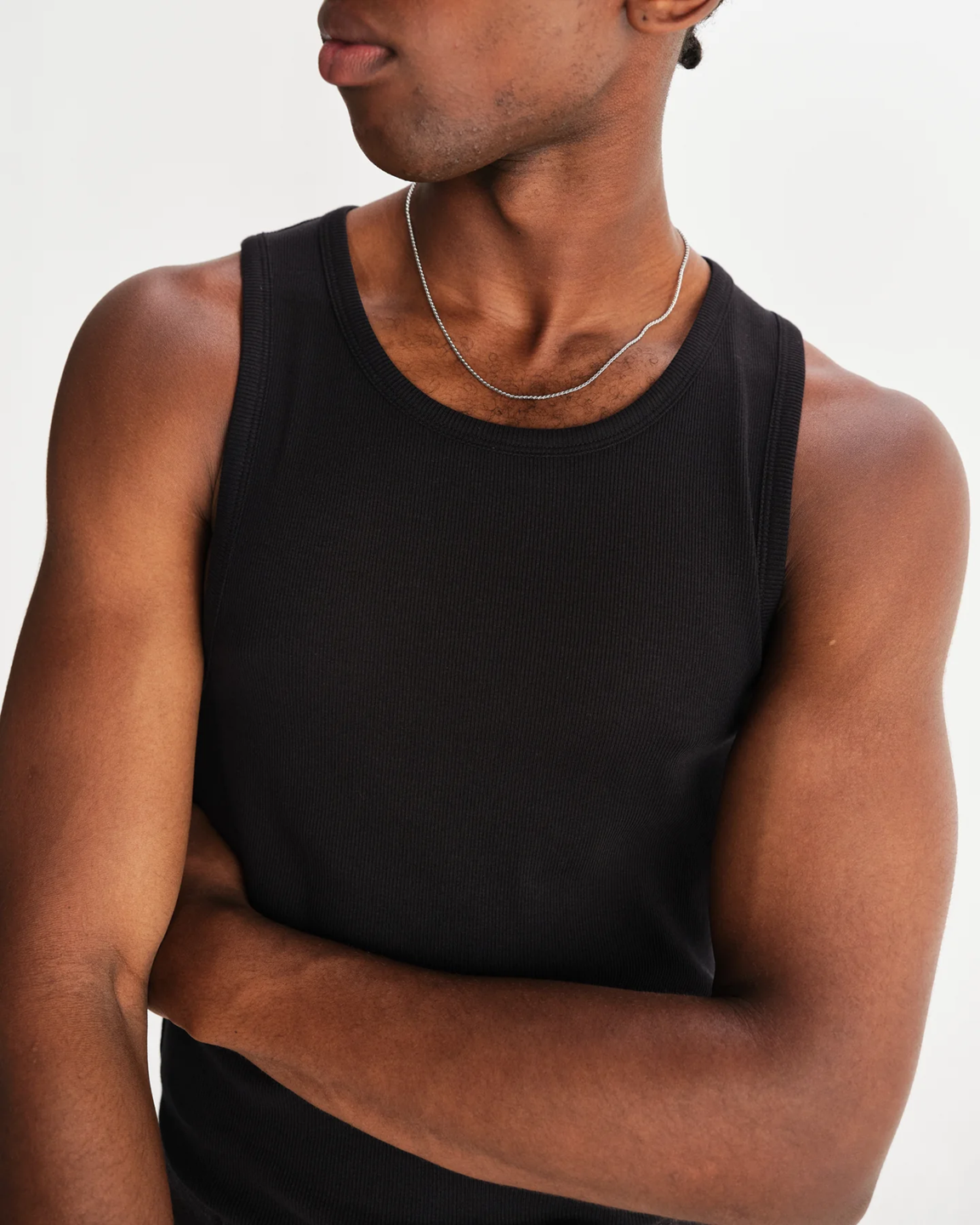 WAX LONDON - MONTAGUE - BLACK RIBBED ORGANIC COTTON VEST