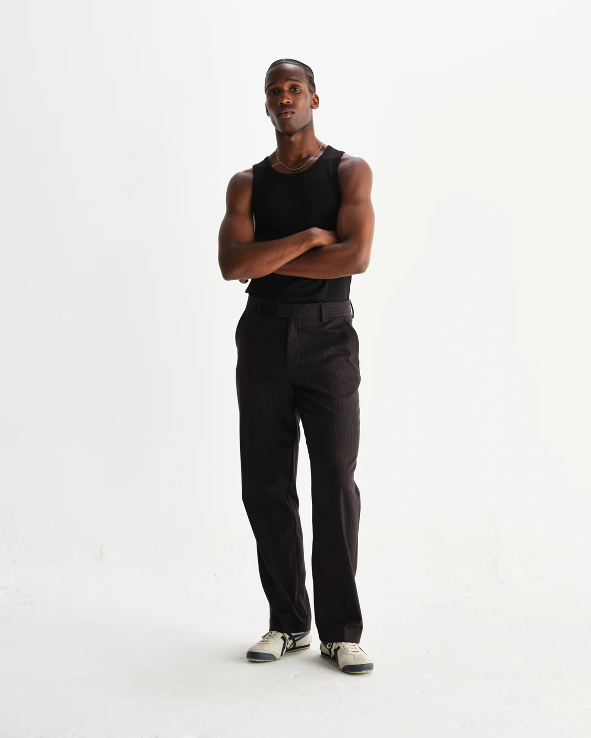WAX LONDON - MONTAGUE - BLACK RIBBED ORGANIC COTTON VEST
