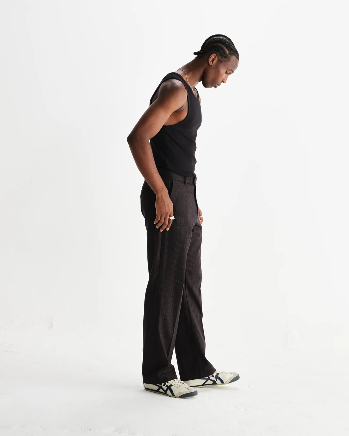 WAX LONDON - MONTAGUE - BLACK RIBBED ORGANIC COTTON VEST