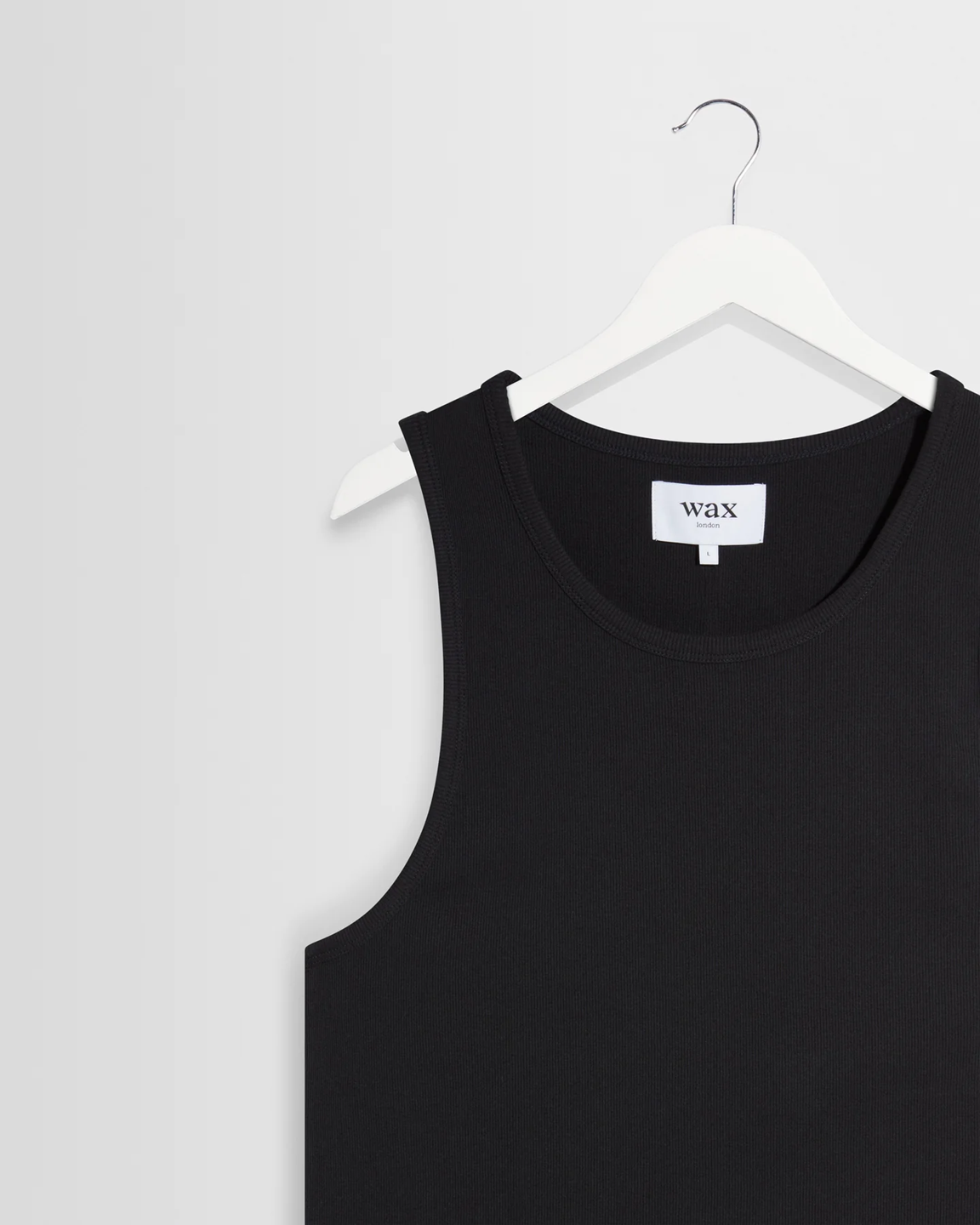 WAX LONDON - MONTAGUE - BLACK RIBBED ORGANIC COTTON VEST