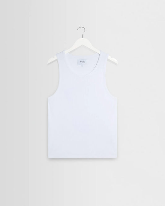WAX LONDON - MONTAGUE - RIBBED WHITE ORGANIC COTTON VEST