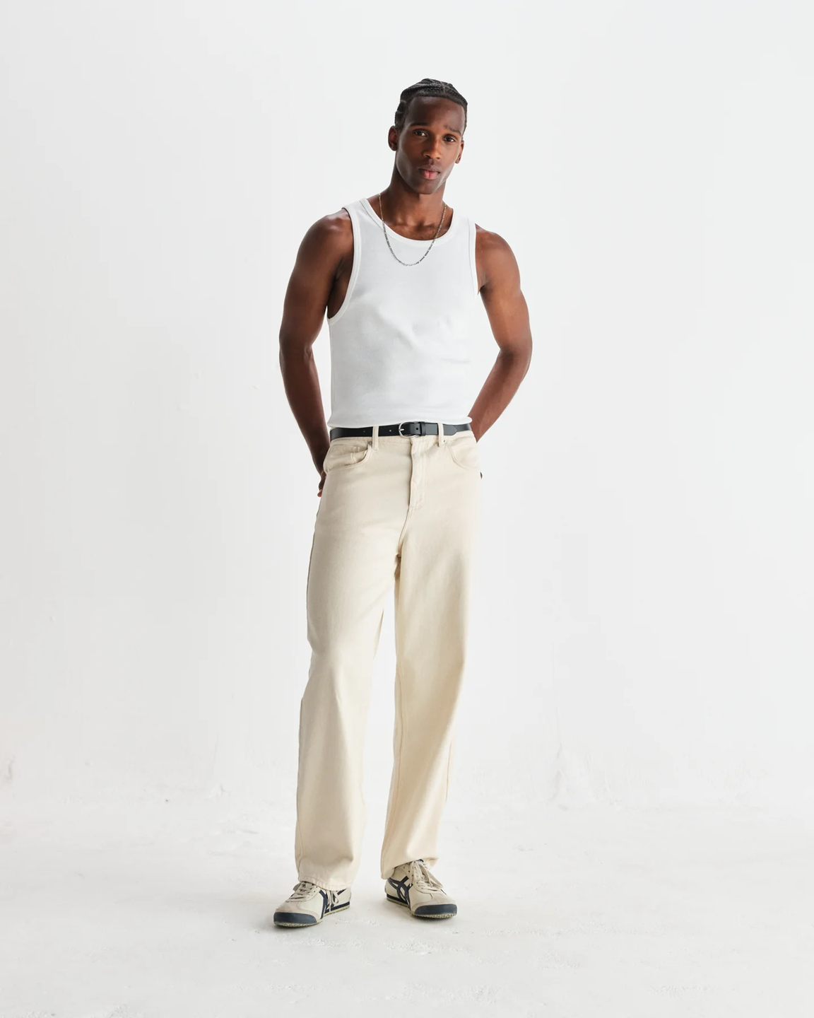 WAX LONDON - MONTAGUE - RIBBED WHITE ORGANIC COTTON VEST