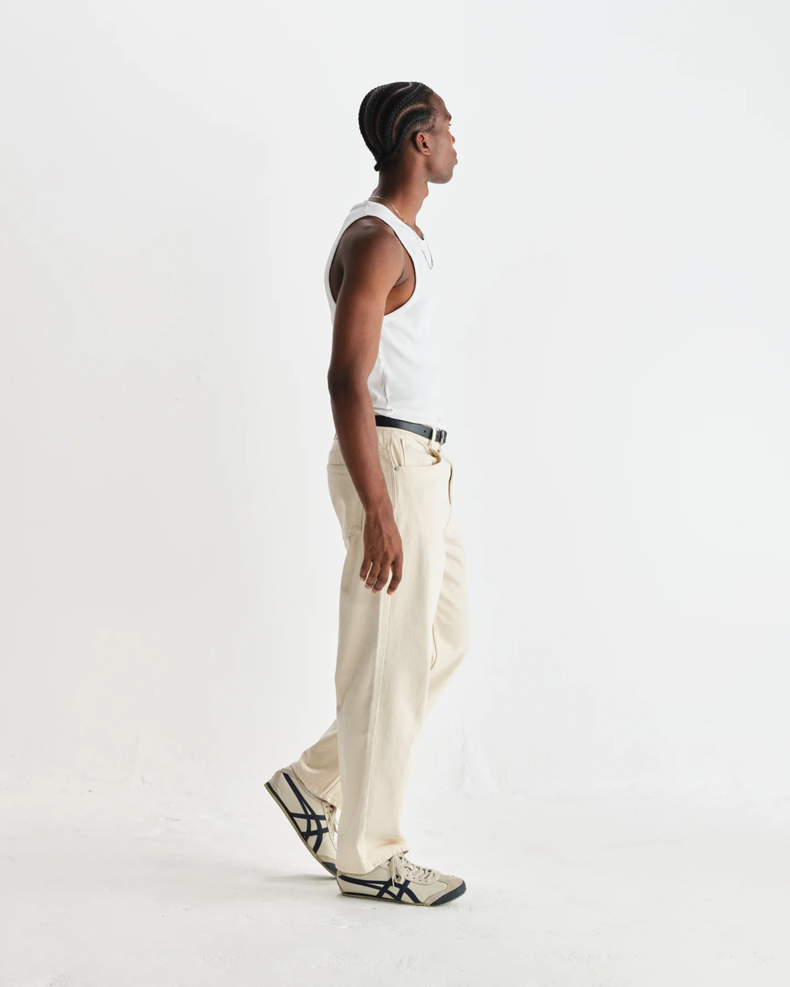 WAX LONDON - MONTAGUE - RIBBED WHITE ORGANIC COTTON VEST