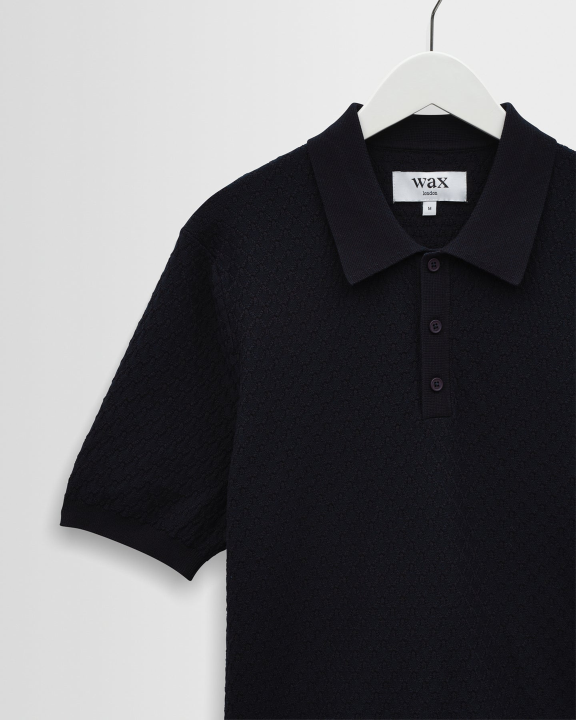 WAX LONDON - NAPLES - NAVY RETRO DIAMOND KNITTED POLO