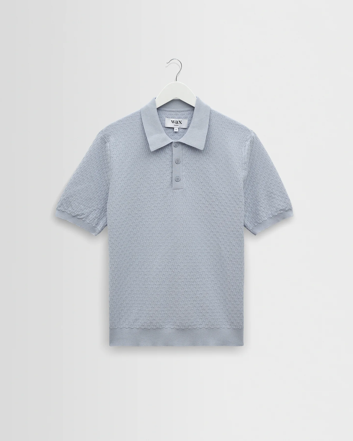 WAX LONDON - NAPLES - PALE BLUE RETRO DIAMOND KNITTED POLO