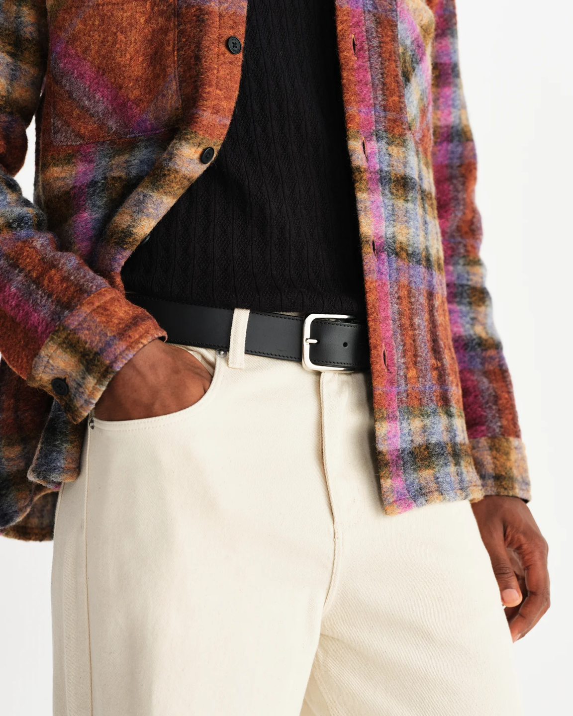 WAX LONDON - PATON - BLACK LEATHER BELT
