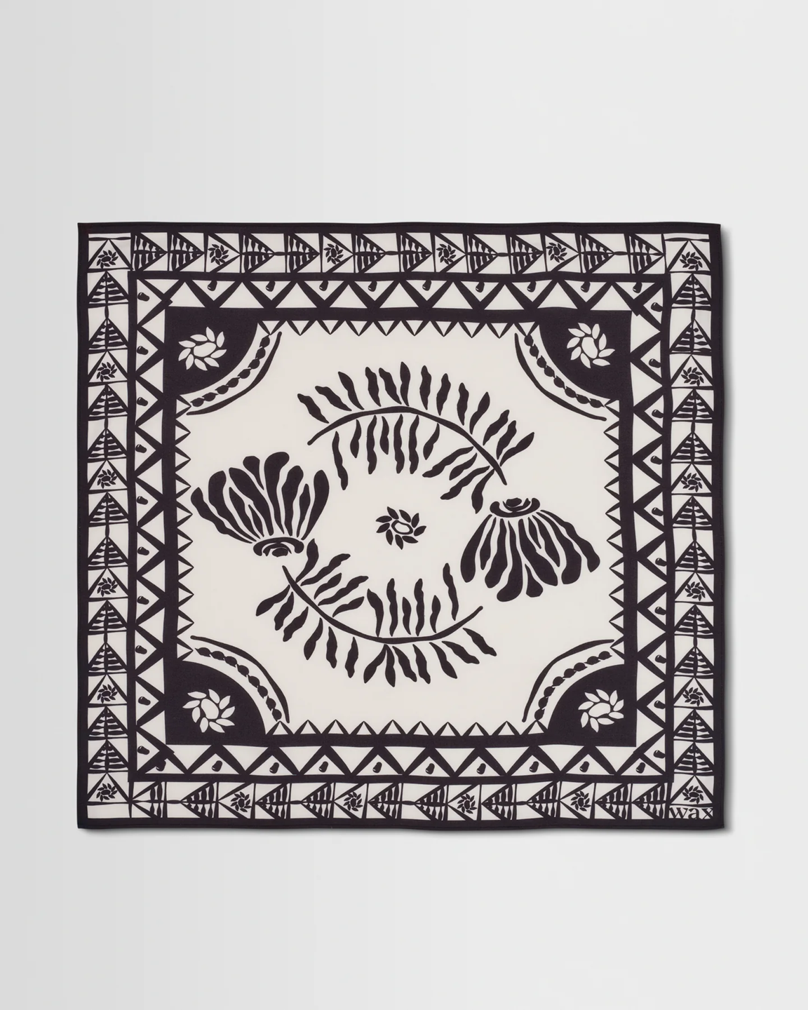 WAX LONDON - SLOANE - NAVY AND ECRU PAINTED FLOWER NECK SCARF