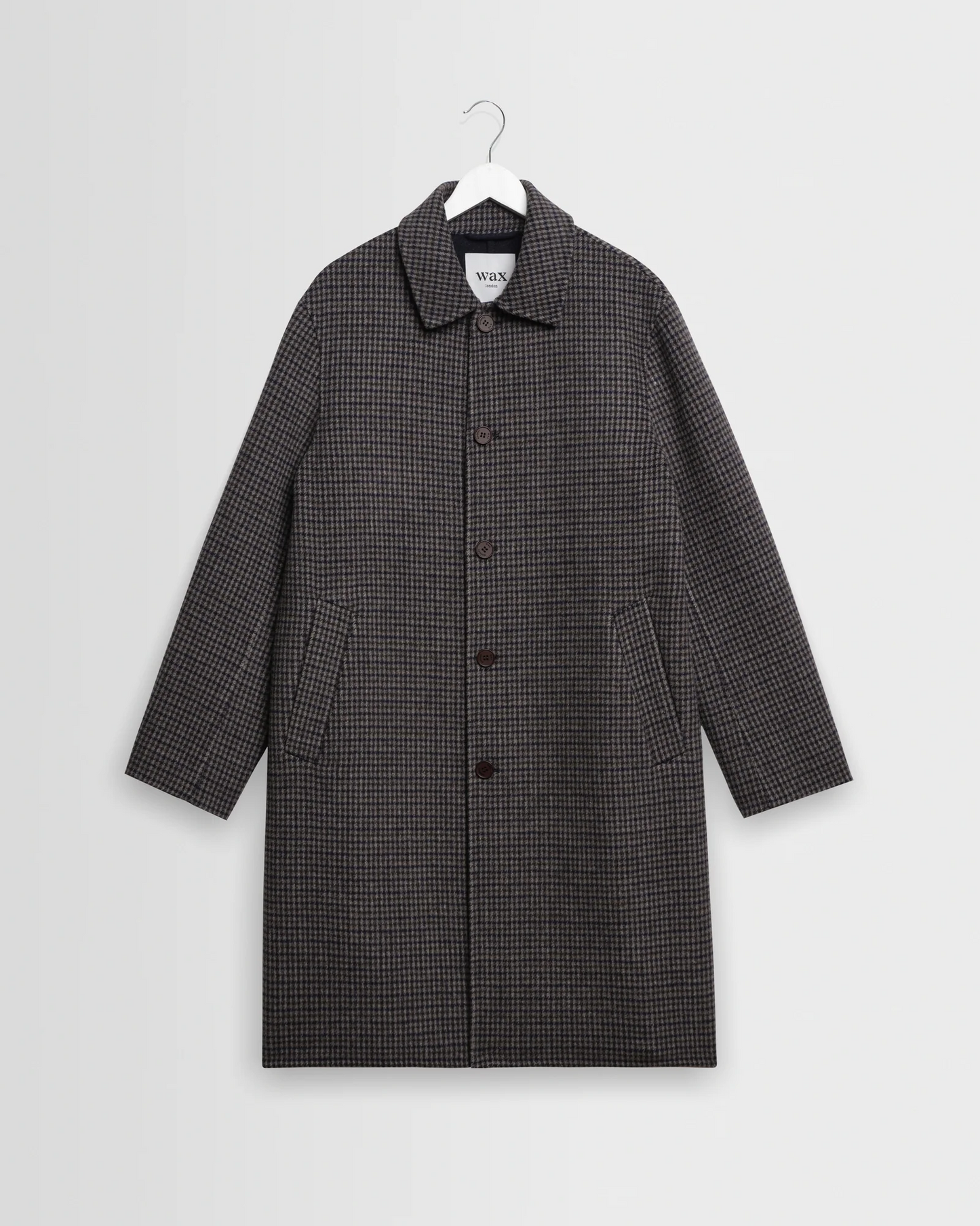WAX LONDON - STAN - NAVY AND BROWN DOUBLE FACE CAR COAT