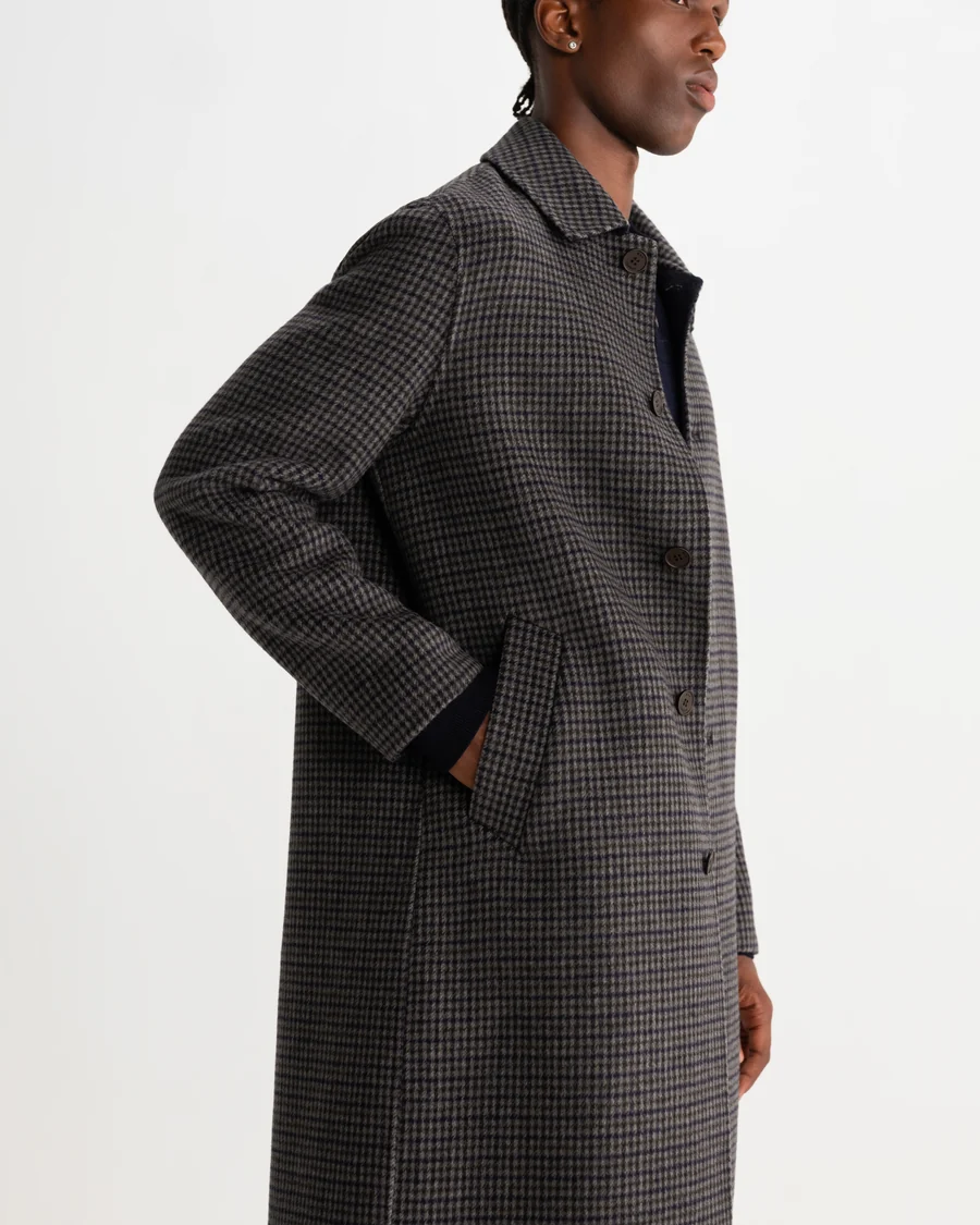 WAX LONDON - STAN - NAVY AND BROWN DOUBLE FACE CAR COAT