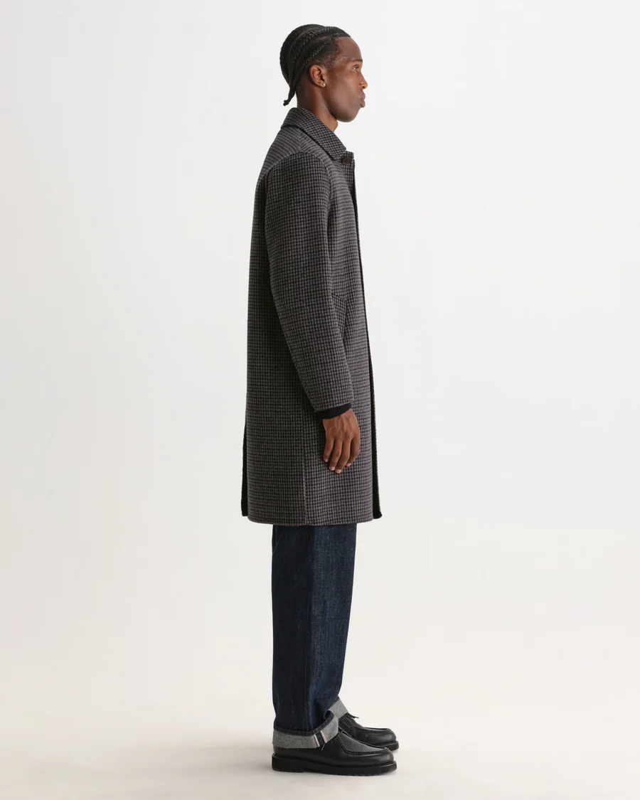 WAX LONDON - STAN - NAVY AND BROWN DOUBLE FACE CAR COAT