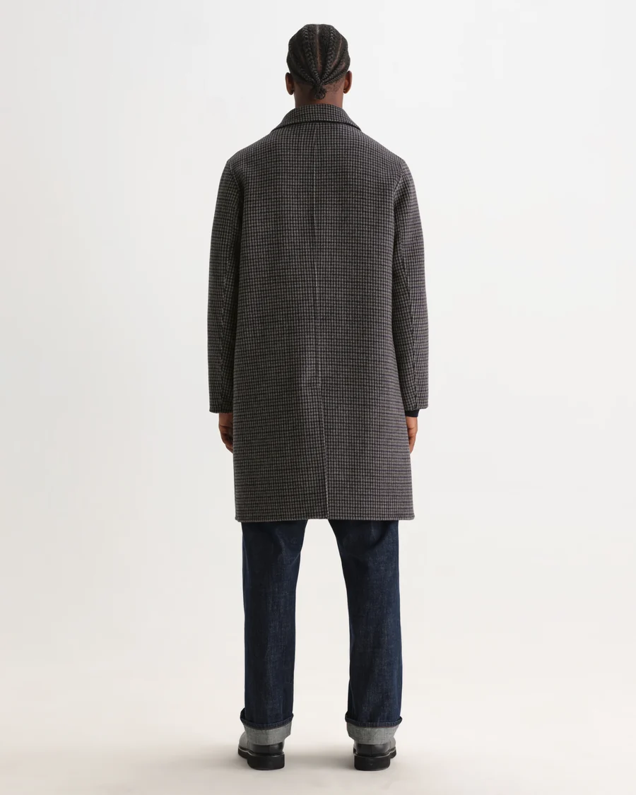 WAX LONDON - STAN - NAVY AND BROWN DOUBLE FACE CAR COAT