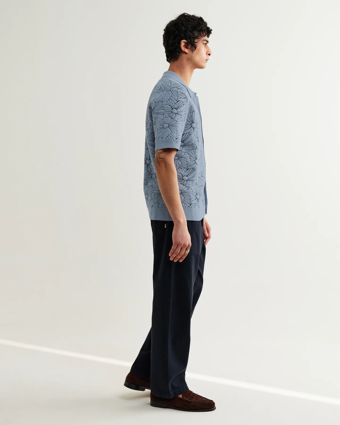 WAX LONDON - TELLARO - LIGHT BLUE FLOWER JACQUARD SHIRT