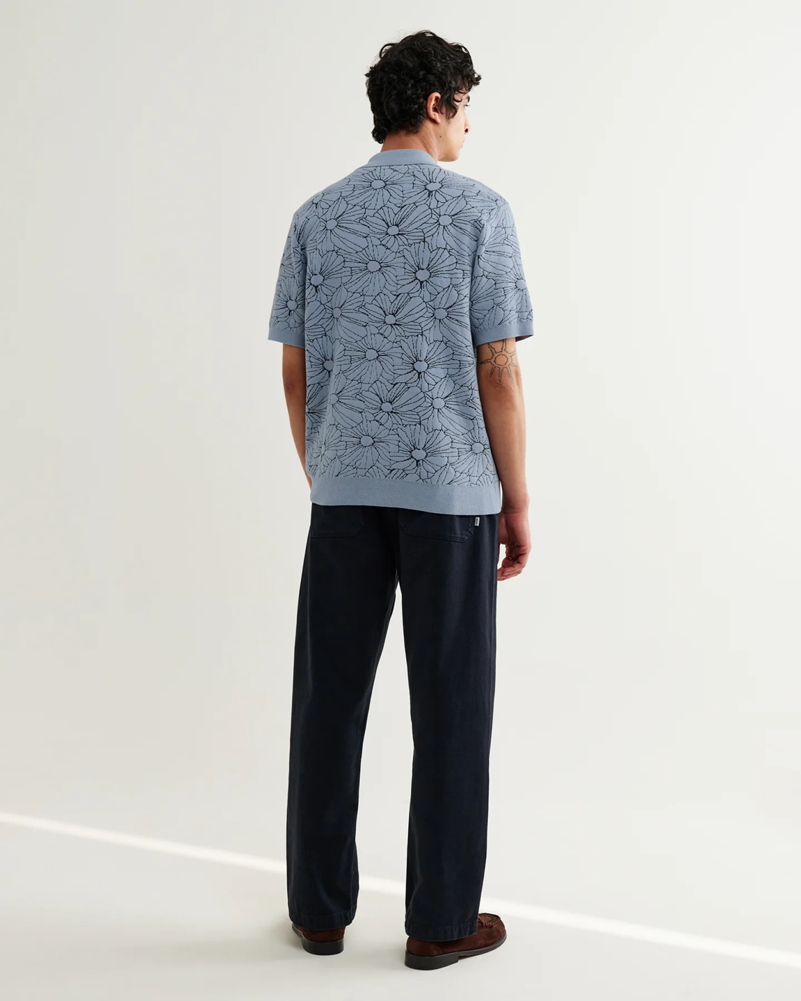 WAX LONDON - TELLARO - LIGHT BLUE FLOWER JACQUARD SHIRT