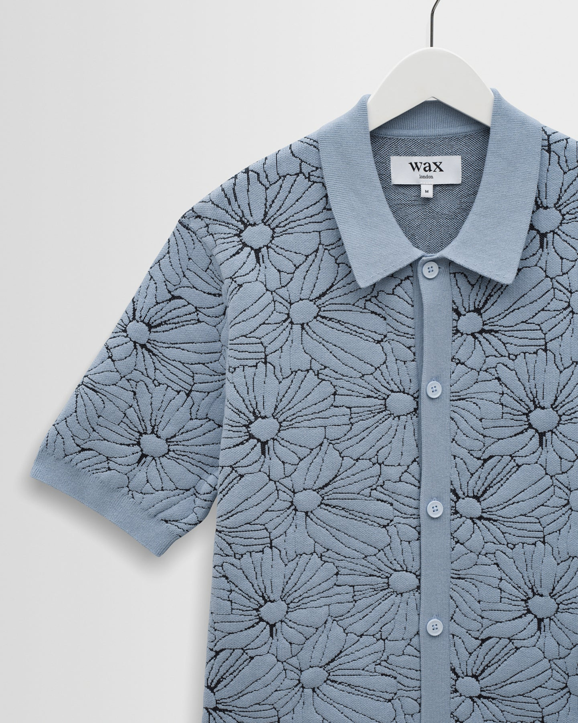 WAX LONDON - TELLARO - LIGHT BLUE FLOWER JACQUARD SHIRT