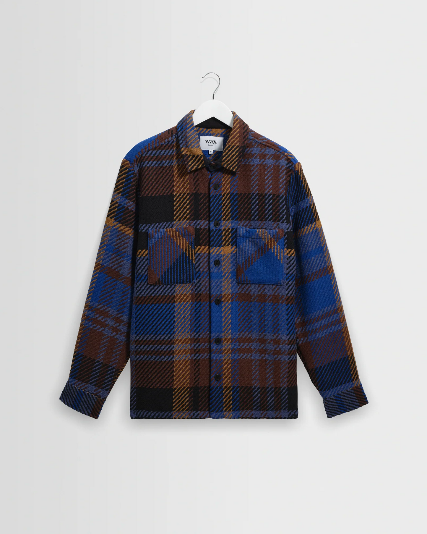 WAX LONDON - WHITING - BLUE AND BROWN BOLD CHECK OVERSHIRT