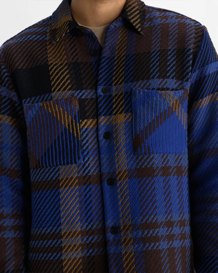 WAX LONDON - WHITING - BLUE AND BROWN BOLD CHECK OVERSHIRT
