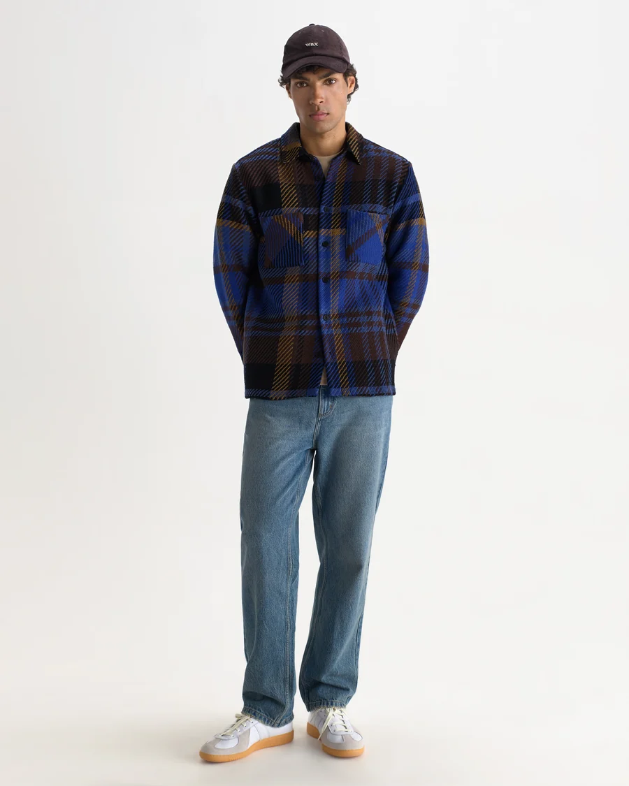 WAX LONDON - WHITING - BLUE AND BROWN BOLD CHECK OVERSHIRT