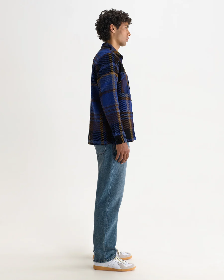 WAX LONDON - WHITING - BLUE AND BROWN BOLD CHECK OVERSHIRT