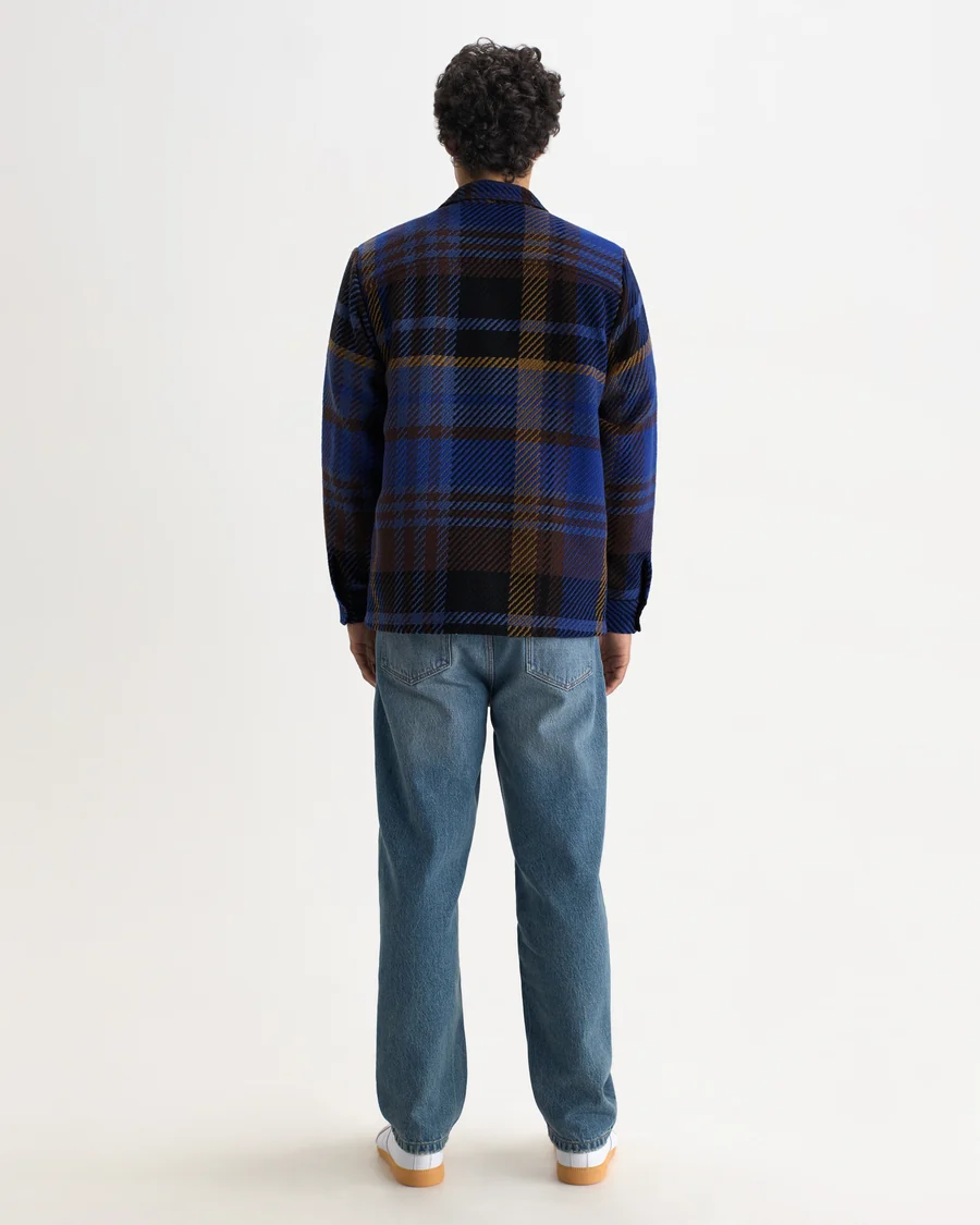 WAX LONDON - WHITING - BLUE AND BROWN BOLD CHECK OVERSHIRT