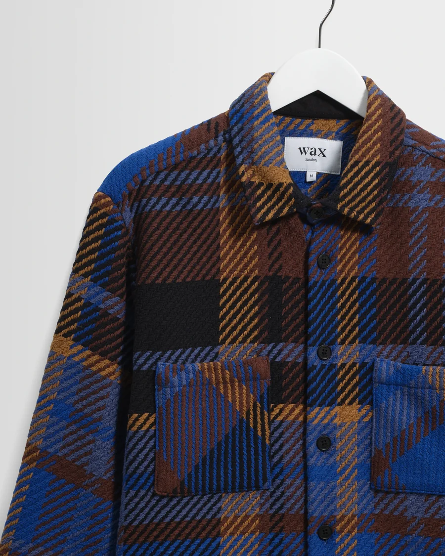 WAX LONDON - WHITING - BLUE AND BROWN BOLD CHECK OVERSHIRT